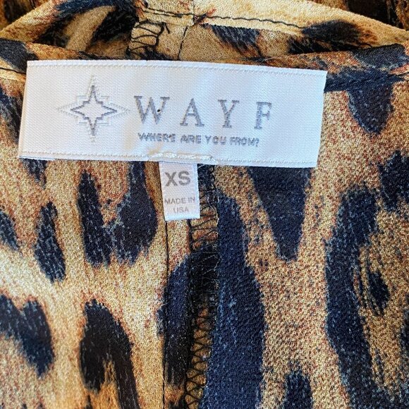 WAYF Leopard Print Surplice V-Neck Sheer Blouse XS #336J - Picture 5 of 5